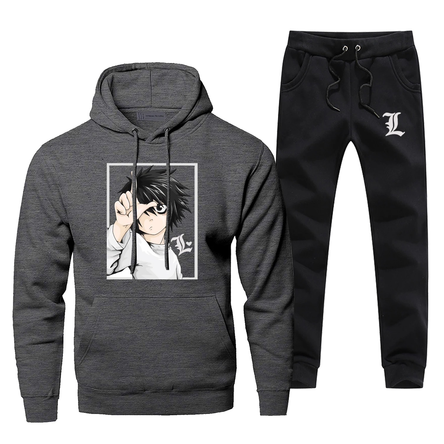 Death Note японский стиль печати мужской комплект мода флис Кира Брюки Толстовка Yagami светильник японского аниме для мужчин полный костюм спортивный костюм