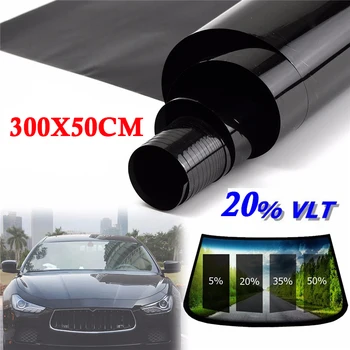 

Protection Car Window Film UV PET Black Accessory Protector Replaces VLT 20% Home