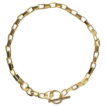 

Hip-hop Fashion Street Style Cold Wind Buckle Necklace Metal Thick Round Word Clavicle Chain