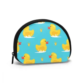 

Yellow Rubber Duck And Golden Crown On Blue Background Classic Style Wallet Genuine Wallets Short Purse Card Holder Wallet Woman