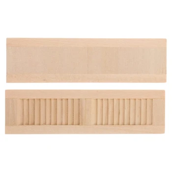 

Handmade 4Pcs Unpainted 1/12 Wood Shutters Dolls House DIY Window Furniture