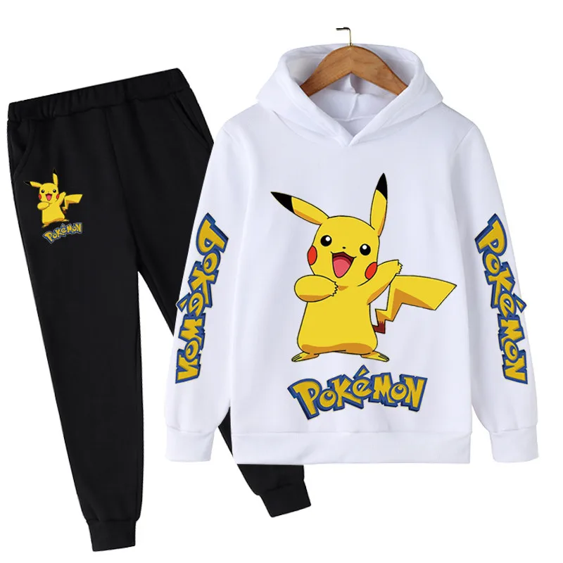 2022 New Children's Clothing Pikachu- Hoodie Pokemon- Suit Kids Hoodies Pants Two-piece Children Clothing Set 4-14 Years toddler hoodie boy