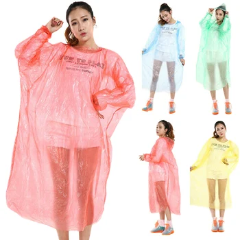 

Disposable Raincoat for Adults Transparent Thicken Rain Coat Waterproof Hooded Cover Rainwear LHB99
