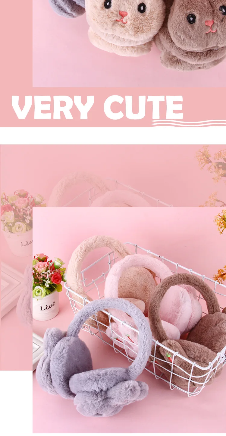 Women's winter fashion warm earmuffs children's cartoon footprints plush earcovers embroidered outdoor windproof earcovers