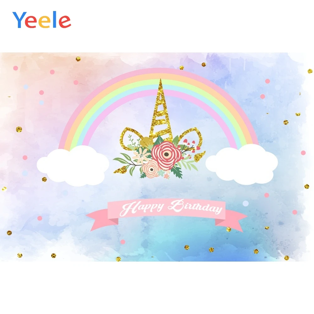 

Yeele Unicorn Birthday Portrait Magic Sky Rainbow Photography Backdrops Personalized Photographic Backgrounds For Photo Studio