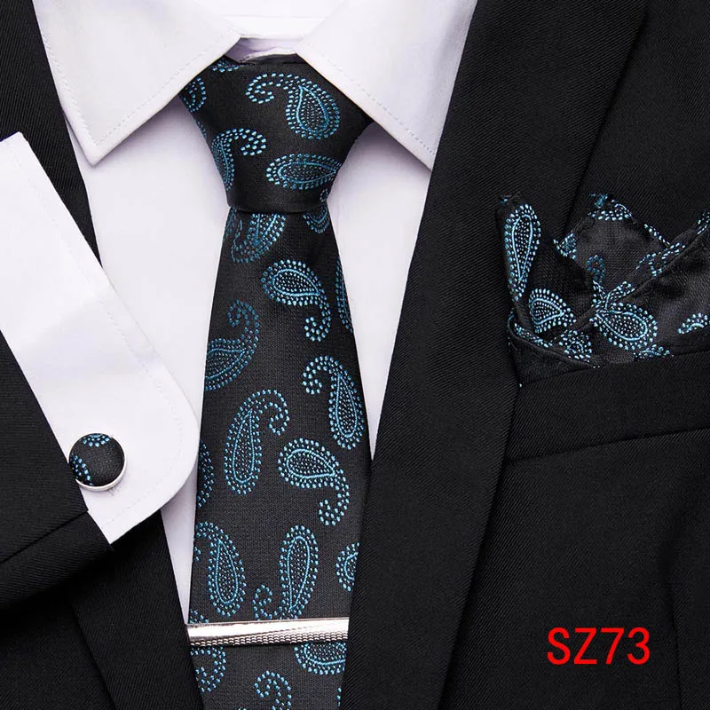 Набор галстуков, голубой, розовый, фиолетовый, красный, свадебные галстуки, модный мужской галстук, 7,5 см, шелк, галстук, Hanky, запонки, зажим для галстука, 33 стиля, галстук
