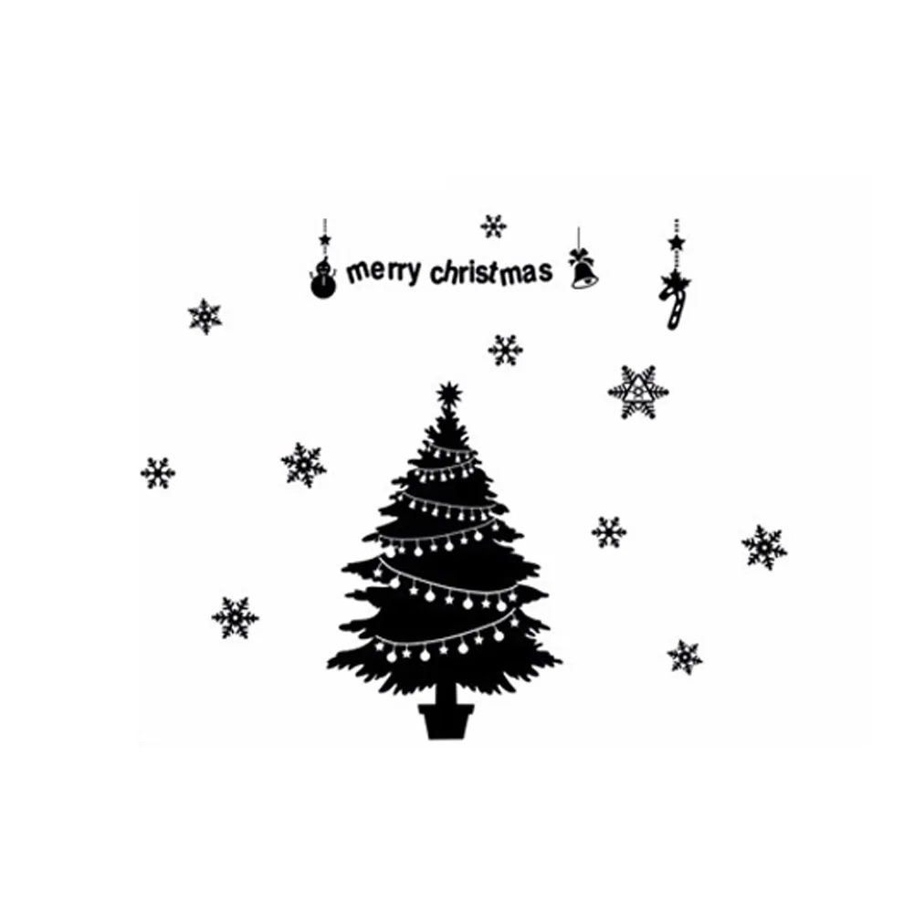 Christmas Tree Wall Stickers Glass Window Merry Christmas Living Room
