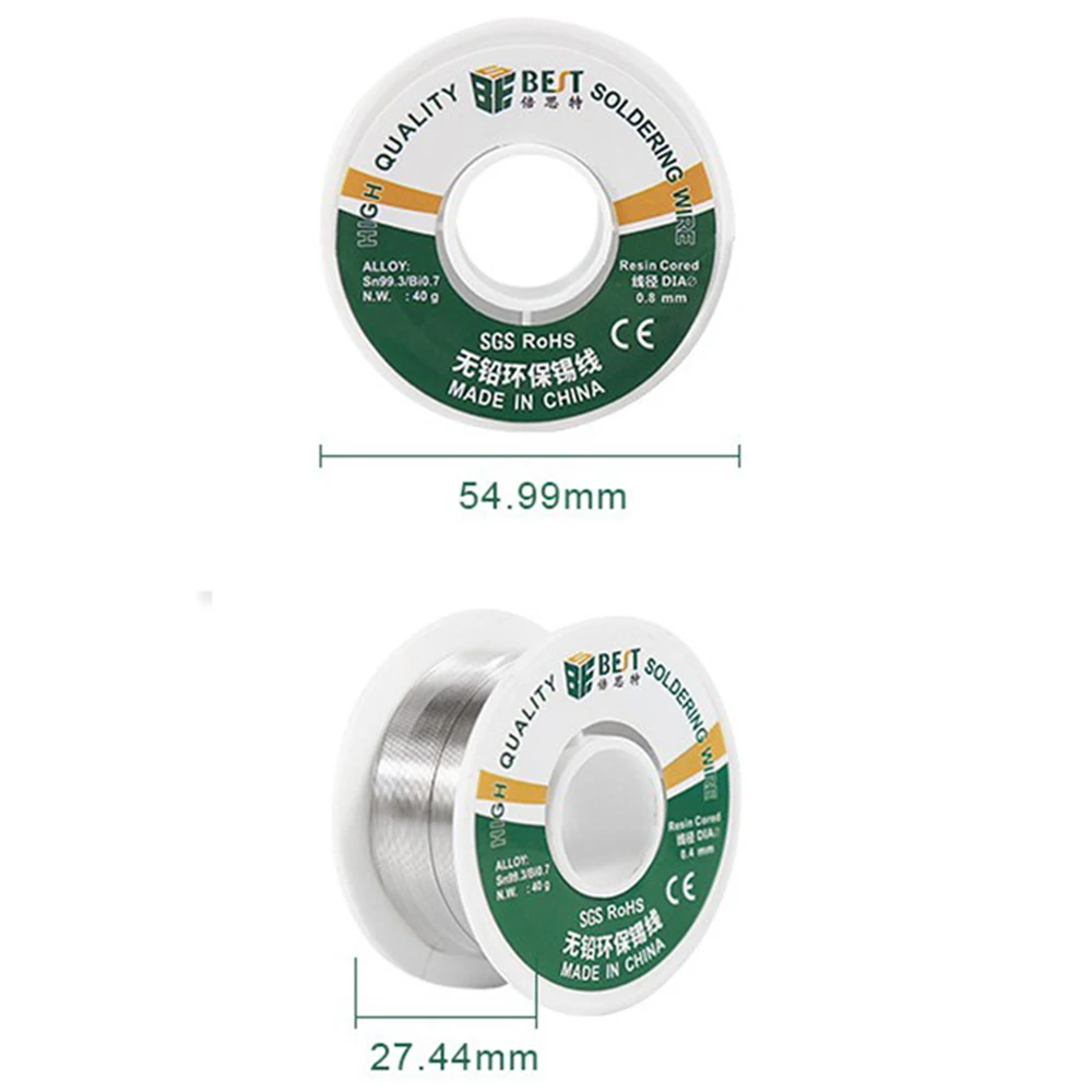 40 г 0,4/0,8 мм припой рулон проволоки Sn99.3/Bi0.7 Олово бессвинцовый канифоль Core пайка сварочная линия сварочная пайка с флюсом инструмент