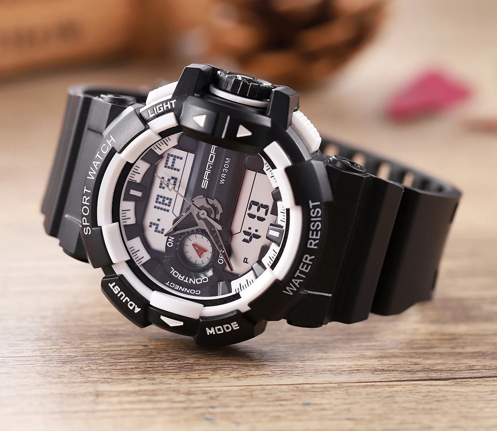 Sanda спортивные часы Новые мужские часы 3ATM водонепроницаемые светодиодный цифровые милитари часы мужские Часы Секундомер Relogio Masculino