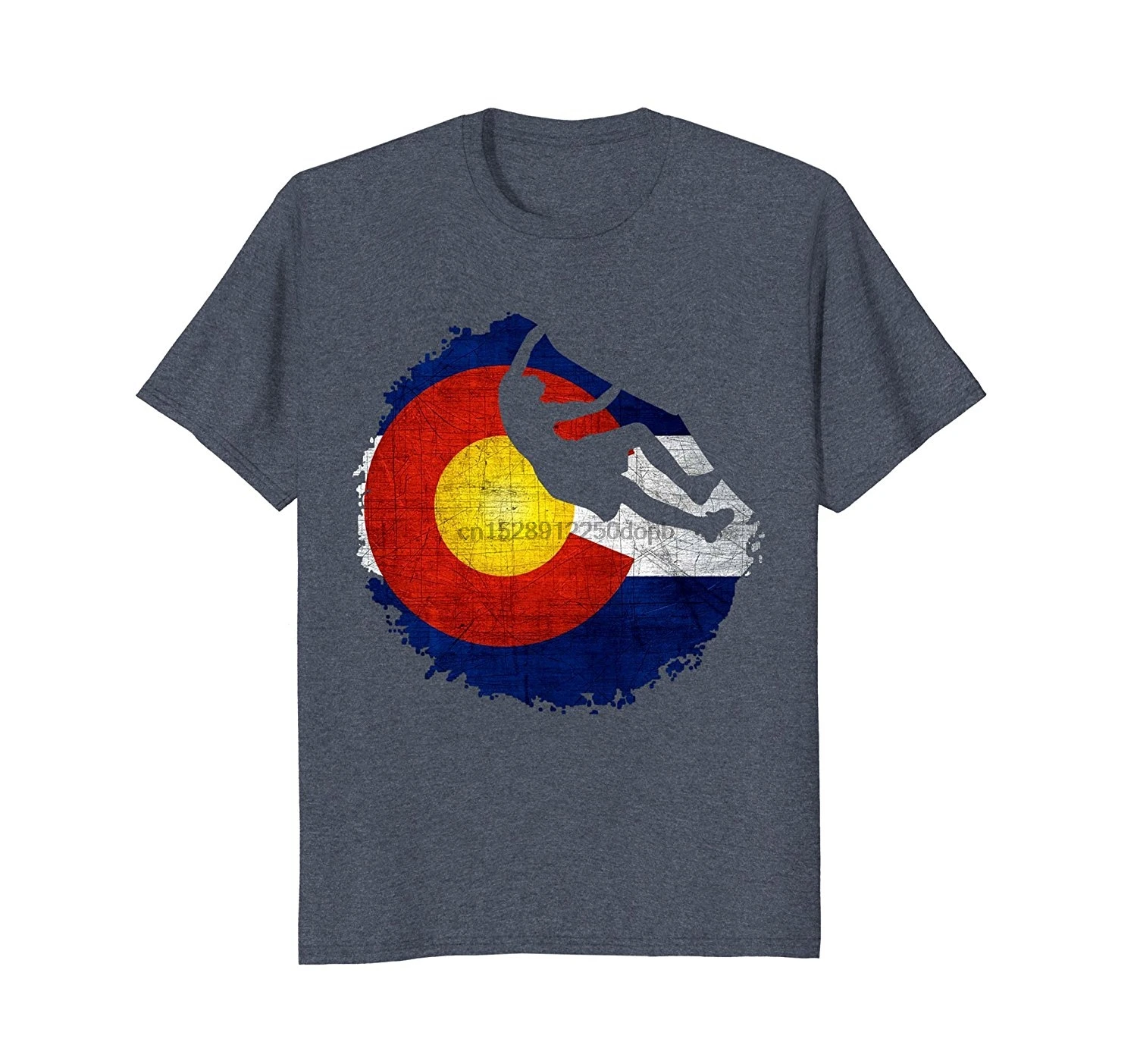 2019 New Summer Slim Tee Shirt Retro State of Colorado Flag Climbings Front Print | Мужская одежда
