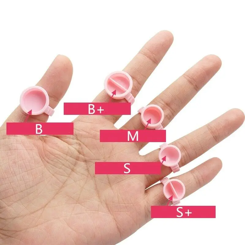 100x Disposable Pink False Eyelash Glue Ring Adhesive Tattoo Pigment Ink Holder Divider/Undivider Permanent Makeup Cups