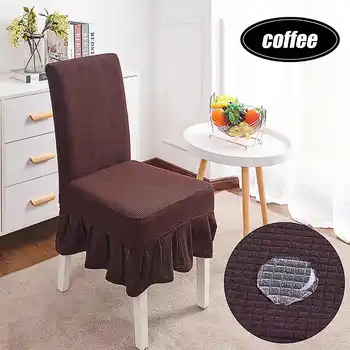

Chair Slipcover Stretch Elastic Chair Cover Waterproof Chair Case With Skirt for Restaurant Wedding Banquet Hotel 6 Colors