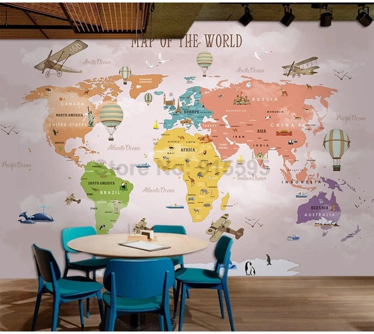 fundo de parede para casa e avião com mapa do mundo rosa