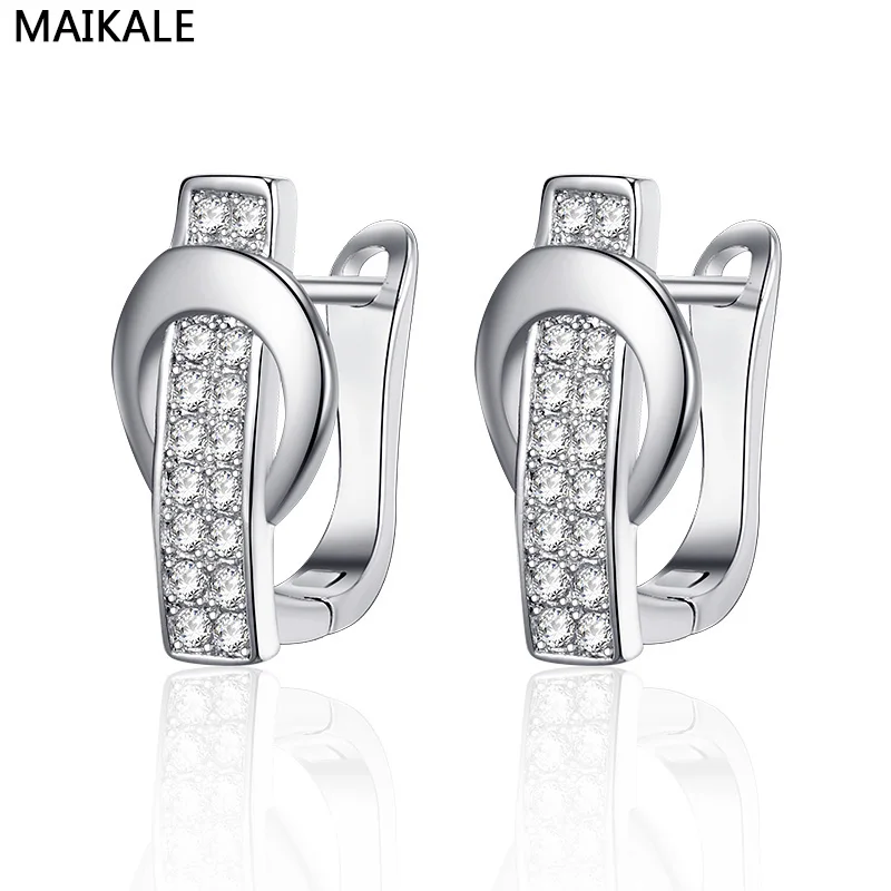 Женские Геометрические серьги MAIKALE золотистые/Серебристые гвоздики с кубическим