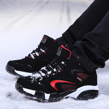 

2019 Men Women Winter Thermal Sport Shoes Brands Warm Running Sneakers Black Fur Sport Trainers Leather Athletic Sneakers Men