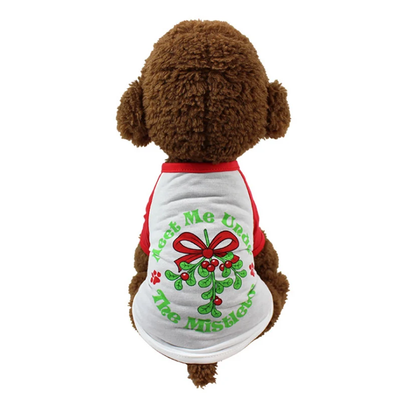 1 шт. полиэстер Рождество пуловер толстовки Одежда для собак кошек Санта футболка для собак свитер со щенком повседневная одежда