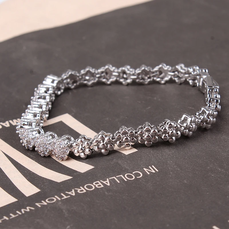 new arrived Beautiful bracelet noble flower chain fashion Wedding Party Silver cute lady nice women bracelet jewelry
