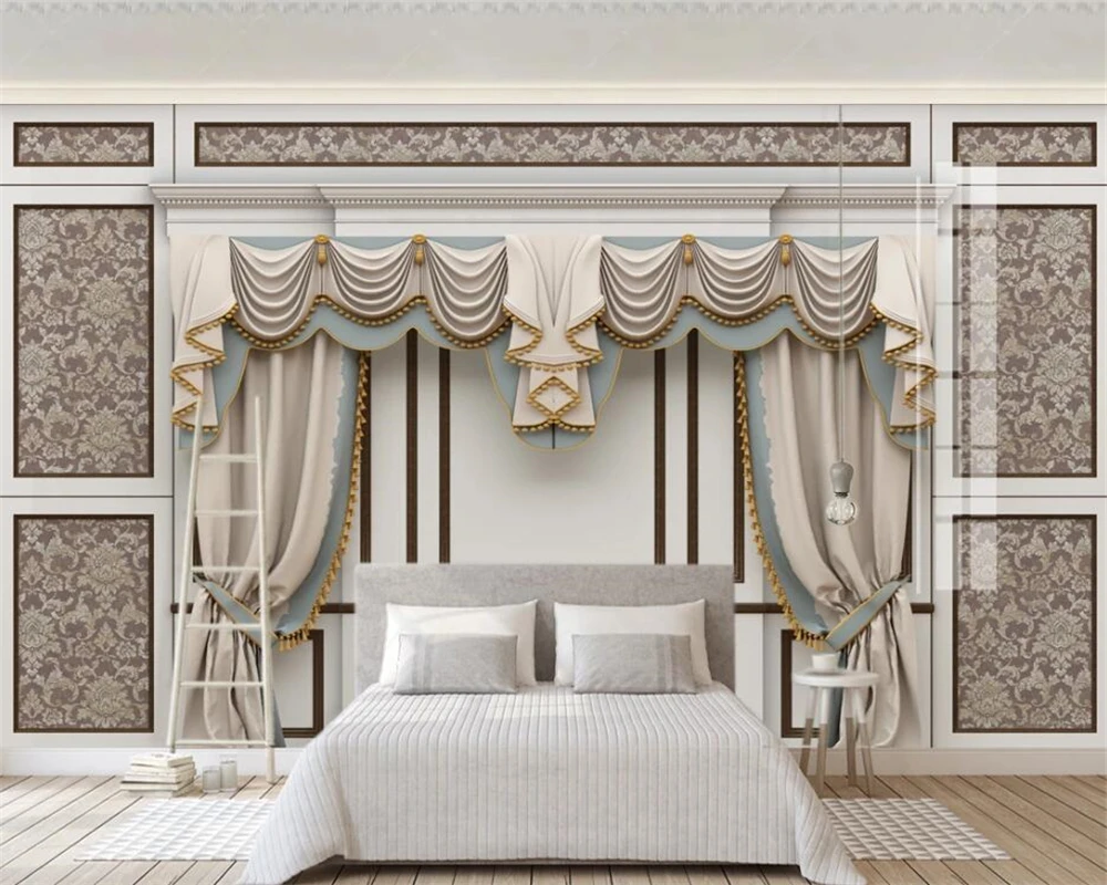 

beibehang Customized beautiful HD 3d stereo European curtain lace TV background wallpaper