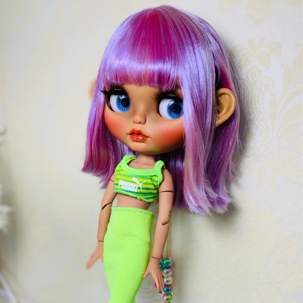 ICY 19 joint blyth doll with makeup face black skin Makeup blue wig DIY Vintage style eyes 9.30.3 | Игрушки и хобби