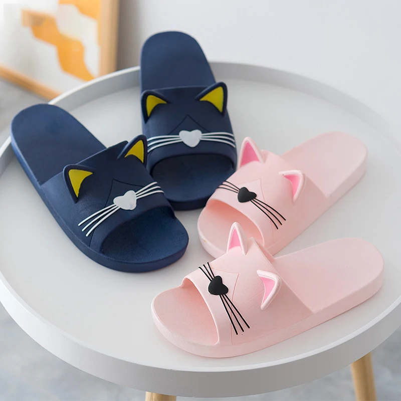 Non-Slip Indoor Slippers Women's Cartoon, Soft-Soled House Slippers Men's, Plus Size Home Bathroom Couple Cute Sandals