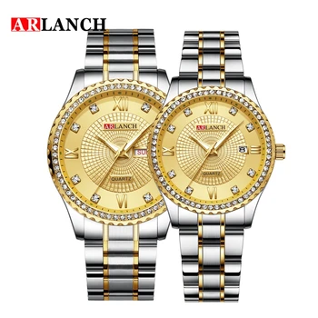 

New Fashion Couples Wristwatches Mens Full Steel Diamond Luxury Business Waterproof Watch Women Dress Watch Relogios Masculinos