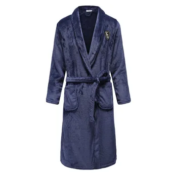 

Casual Female Flannel Sleepwear Kimono Gown Winter Warm Lovers Bathrobe Home Wear Soft Sexy Nightgown Coral Fleece Nightwear