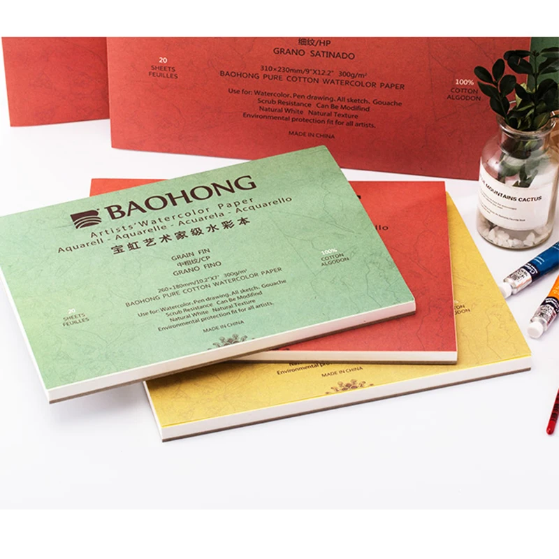 Baohong художественная цветная бумага, профессиональная хлопковая переносная водная цветная портативная дорожная альбом для рисования, товары для рукоделия