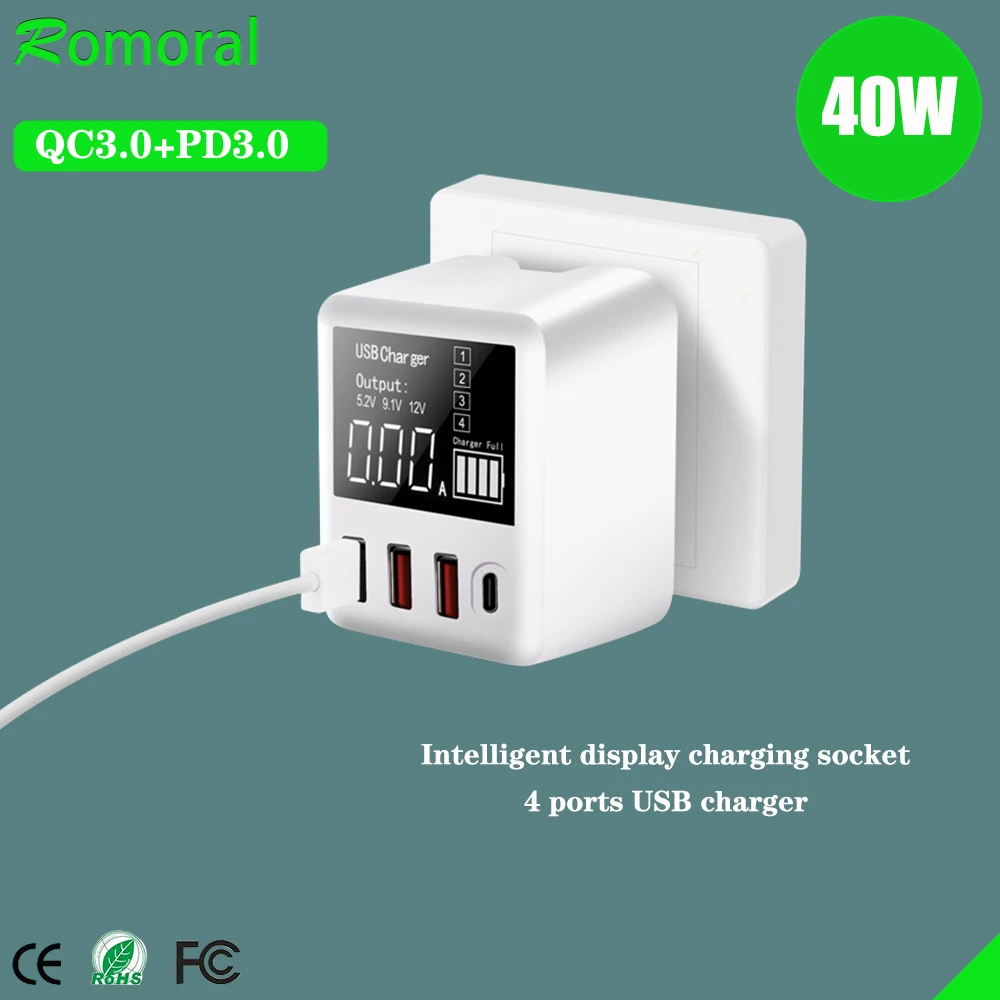 QC3.0 USB зарядное устройство 30 Вт 40 Quick Charge стенового путешествия мобильный телефон