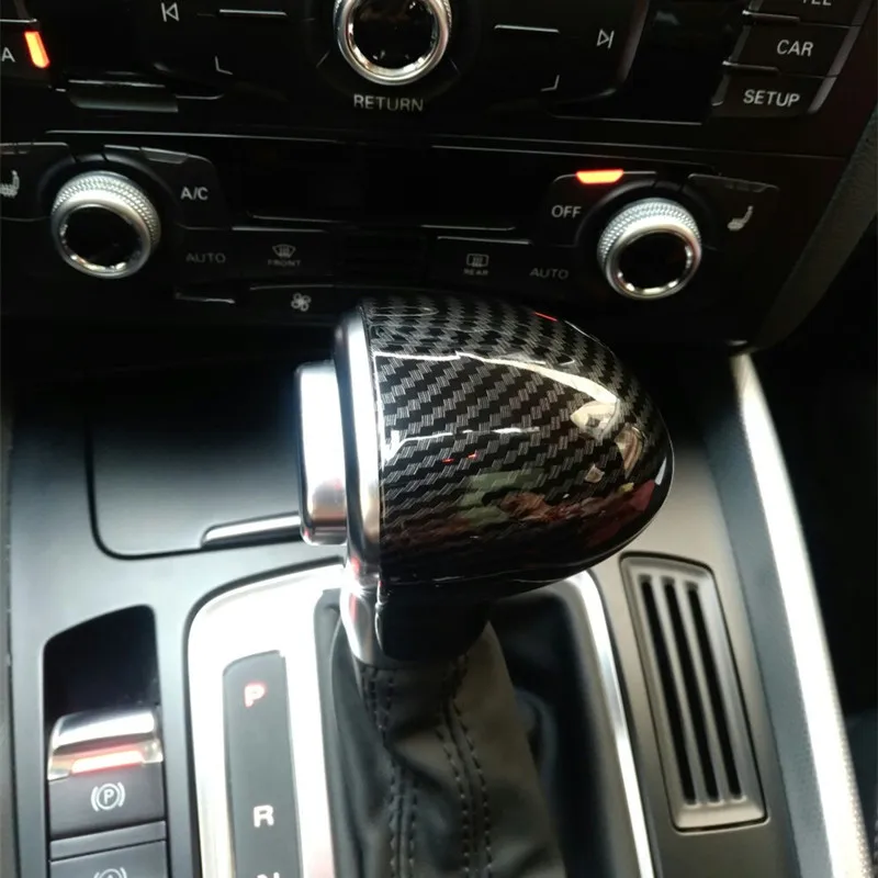  Car Styling Console Gearshift Handle Head Frame Cover Carbon Fiber Sticker For Audi A4 B8 B9 A5 A6 