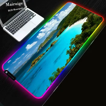 

Mairuige Blue Sky Gamer Gaming Large USB Wired RGB LED Mouse Pad Natural Rubber Overlock Padmouse Game Computer Desk Mat