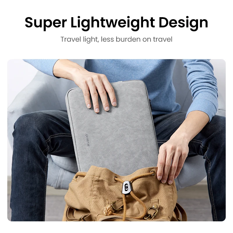 Ugreen-bolsa de Couro Portátil para Macbook Air Macbook Pro 13 Notebook Case Ipad Pro Air Sleeve Case 1314.9 - Imagem 3