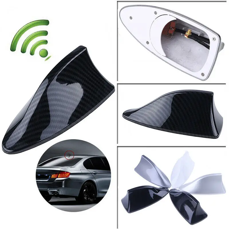 

Carbon Fiber Auto Shark Fin Universal Roof Antenna Radio FM / AM Decorate Aerial