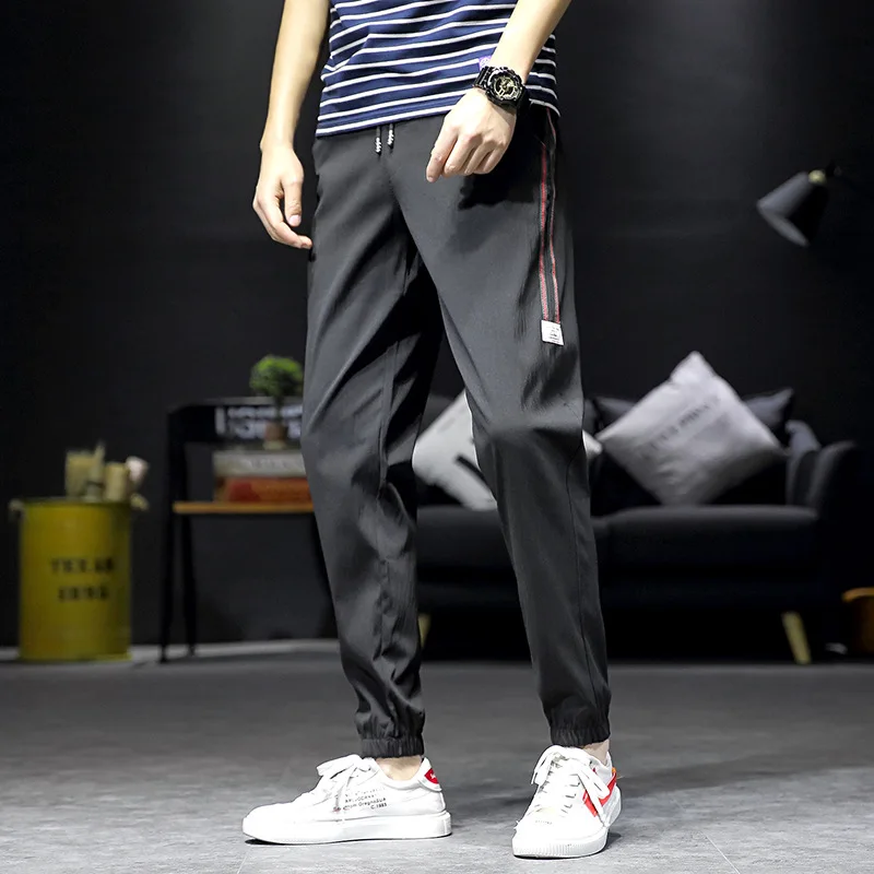 

Summer Thin Section Slim Fit Fastening Waist Quick-Dry Casual Pants Men's Closing Athletic Pants Trousers