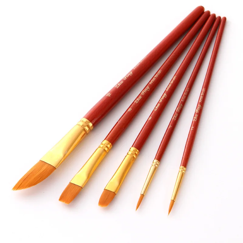 Нейлон масло для волос Краски Кисть Акриловая обучения Diy Акварельная ручка для художников Краски экологических требований начинающих 5 шт./компл