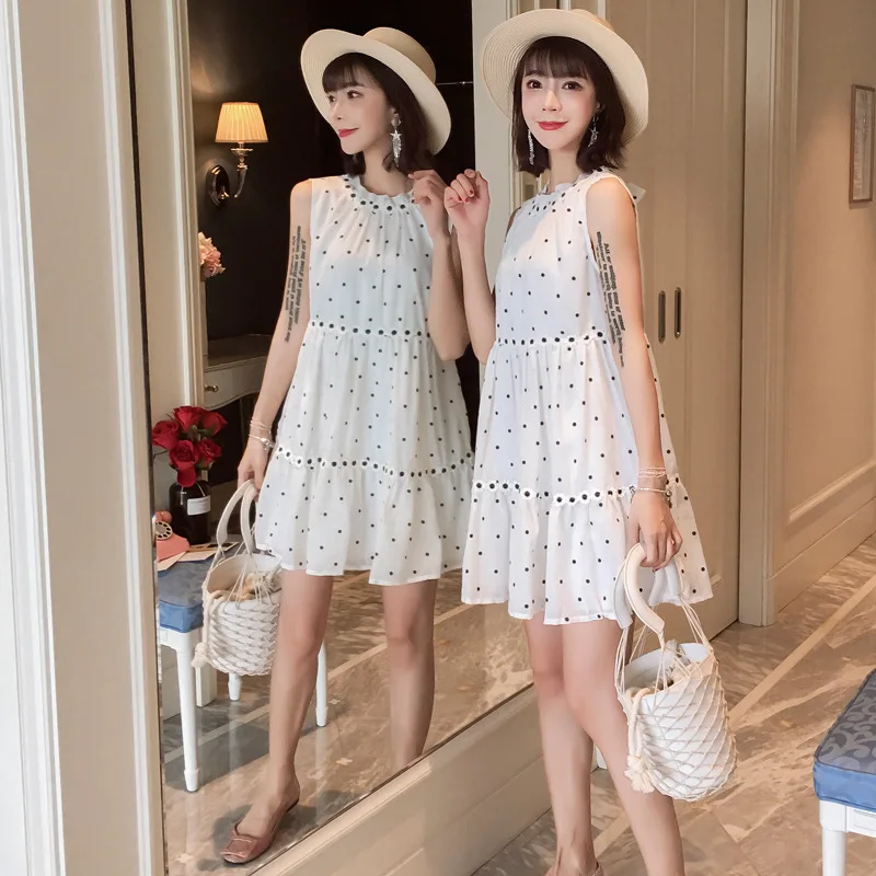 

Summer New Style Korean-style Flower Joint Polka Dot GIRL'S Dress Pregnancy Skirt Loose And Plus-sized Dress