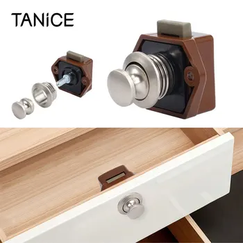 

TANiCE Push Lock Button Drawer Cupboard Door Catch Lock Latch Knob Caravan Cabinet Lock For 15-20mm Thickness Doors Drawers