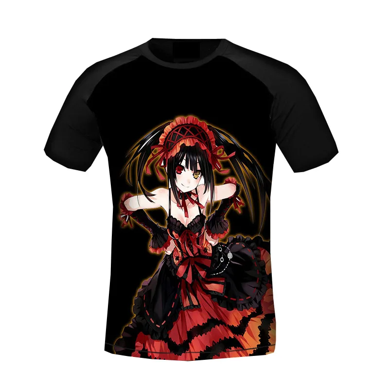 Футболка Date A Live, костюм токисаки Куруми из японского аниме, дышащая футболка с круглым воротником, повседневные футболки для мужчин и женщин