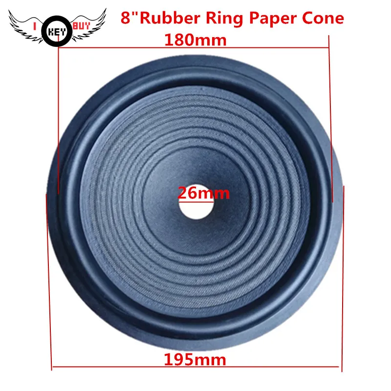 10pcs 8 Inch Woofer Threaded Paper Cones Drum Paper Rubber Edge