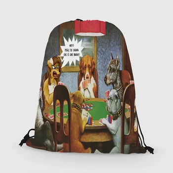 

Custom Dog Poker Drawstring Bag Daypack Kids Satchel Casual Backpack Teenager Storage Bag Women Men 31x40cm*181031-03-05