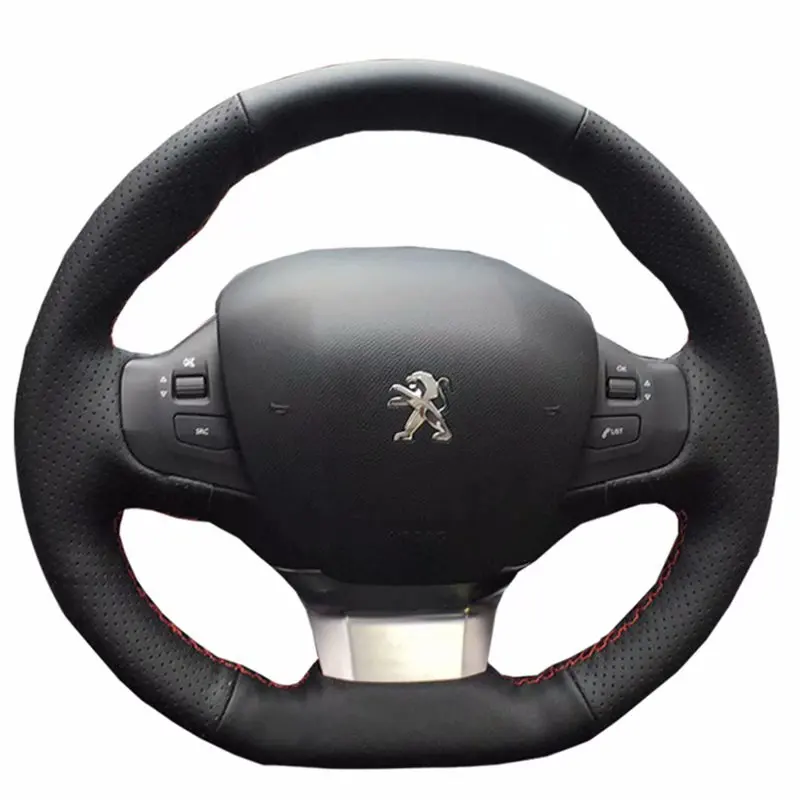 Чехол рулевого колеса кожаный для Peugeot 208 2012 2018 2008 2013 308sw 308 2014 2015 2016 2017 2018|Чехлы на