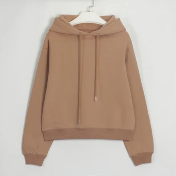 Wixra Basic Fleece Hooded Sweatshirts Cotton Solid Hoodies Long Sleeve 2021 Autumn Winter New Casual Streetwear for Women 5