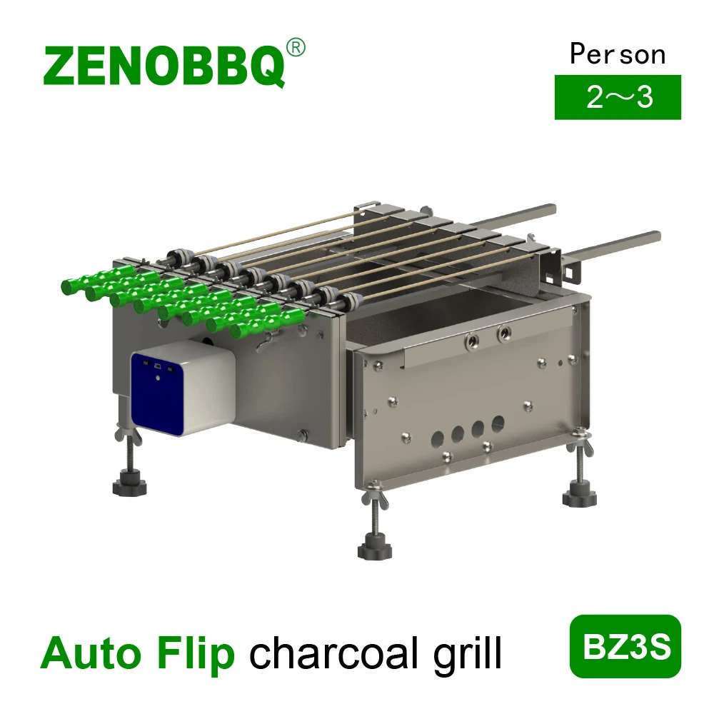 ZENOBBQ Auto Flip charcoal 8pcs Skewers Rotate Roast BBQ Rotisserie Outdoor Camping Equipment Accessories 2~3 persons|Outdoor - AliExpress