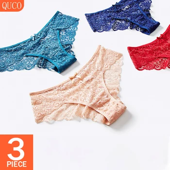 

QUCO Brand 3 Pcs/lot Sexy women Panties For Women's Underwear Stripper Panty Female Briefs Low-Rise Hot Panty