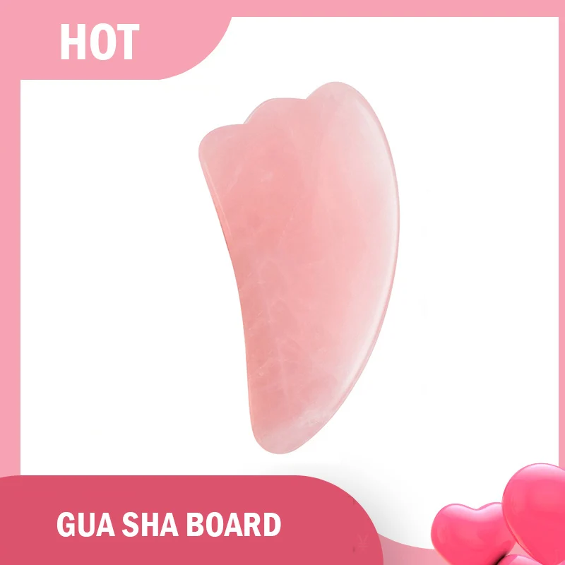 

Natural Jade Stone Gouache Scraper Rose Quartz Gua Sha Scraper Board Facial Massager for Face Back Neck Head Body Massage Tools