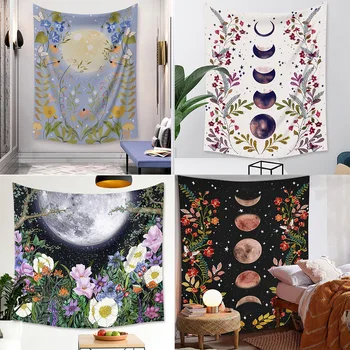 

Drop Shipping Moon Tapestry Psychedelic Flower the Moon Phase Wall Decor Hanging Tapestries God of the Moon Phoebe Selen Artemis