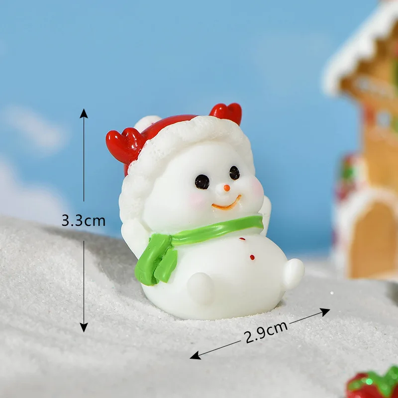 Herrnalise Christmas Miniature Snowman Figurines Tiny Mini Resin Fairy Dollhouse Garden Ornaments DIY Material Christmas Pendant Accessories DIY for