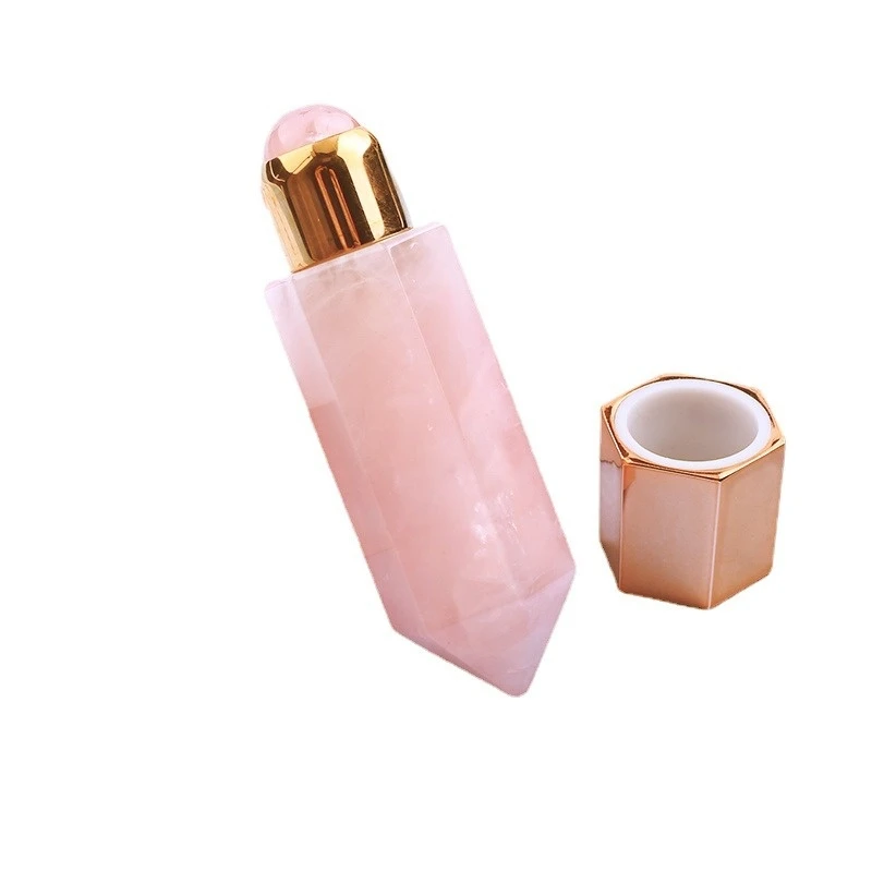 Rose Quartz Roller Ball Bottles for Essential Oil Perfumes 8ml Healing Crystal Wand Pointed Faceted Prism Bar Reiki Chakra fashionable new style natural crystal rose quartz retro egyptian pharaohs patronus eye of horus art pattern healing stone