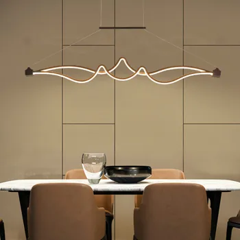 

Nordic Bar Restaurant pendant light Creative Personality Modern Dining Table Office Simple LED Strip Hanging Line Lamps