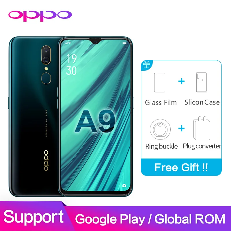 OPPO A9 4 Гб 6 ГБ 64 Гб 128 Гб Поддержка Google Play OTG 6,53 "1080*2340 P экран капли воды Восьмиядерный 16MP + 16MP + 2MP камеры телефон