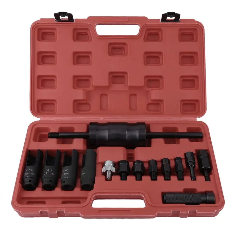 

14pcs Practical Pull In Fuel Common Rail Injector Puller Extractor Set Slide Hammer Removal Tool Kit With Carry Case